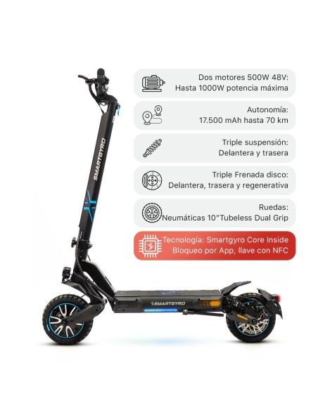 Patinete eléctrico smartGyro CROSSOVER DUAL MAX 2 LR Certificado