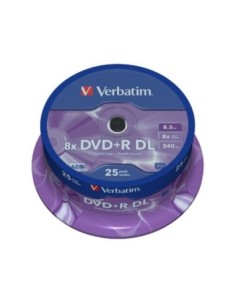 43757 - PACK 25 VERBATIM DVD+R DOUBLE LAYER PLATA MATE