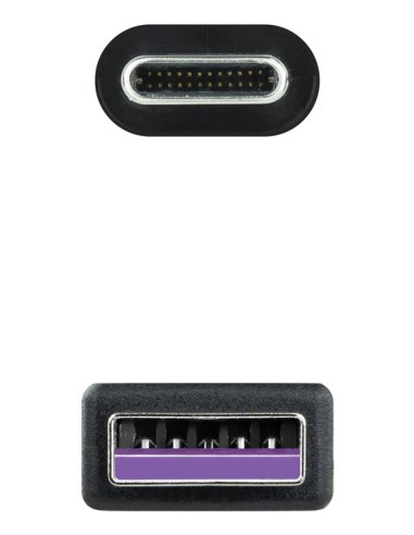 Nanocable USB 2.0, 1m cable USB USB C USB A Negro