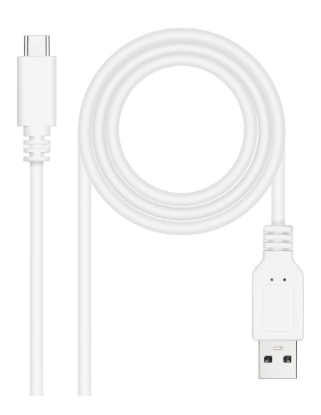 Nanocable Cable USB 2.0 3A, tipo USB-C/M-A/M, Blanco, 1.5 m