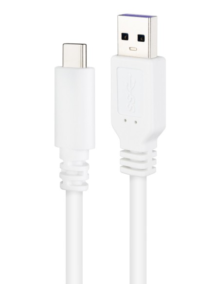Nanocable Cable USB 2.0 3A, tipo USB-C/M-A/M, Blanco, 1.5 m