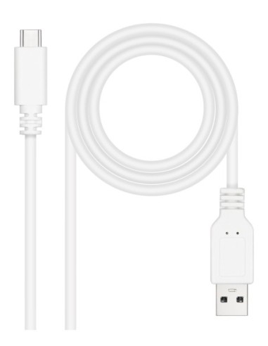 Nanocable Cable USB 2.0 3A, tipo USB-C/M-A/M, Blanco, 2 m