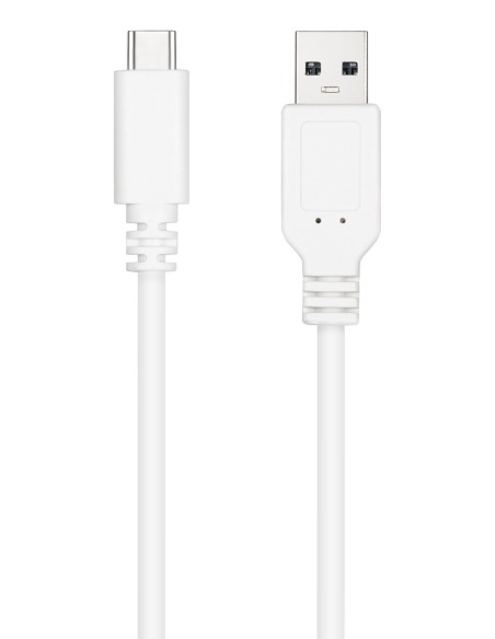 Nanocable Cable USB 2.0 3A, tipo USB-C/M-A/M, Blanco, 2 m