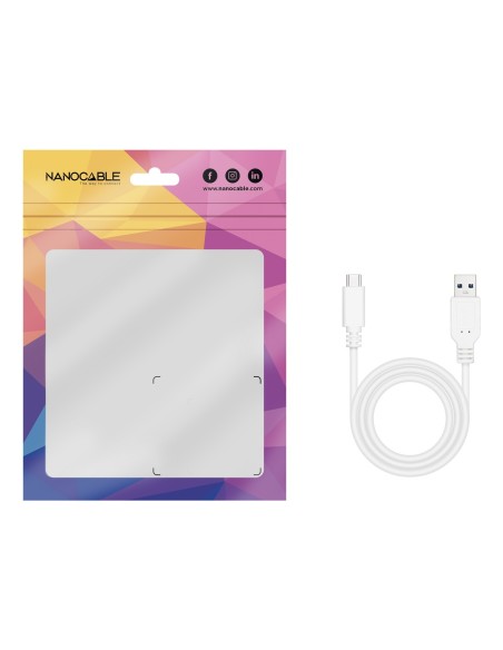 Nanocable Cable USB 2.0 3A, tipo USB-C/M-A/M, Blanco, 2 m