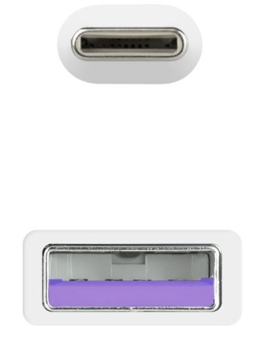 Nanocable Cable USB 2.0 3A, tipo USB-C/M-A/M, Blanco, 3 m