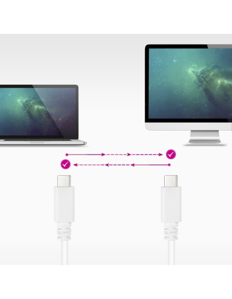Nanocable Cable USB 2.0 3A, tipo USB-C/M-USB-C/M, Blanco, 1 m